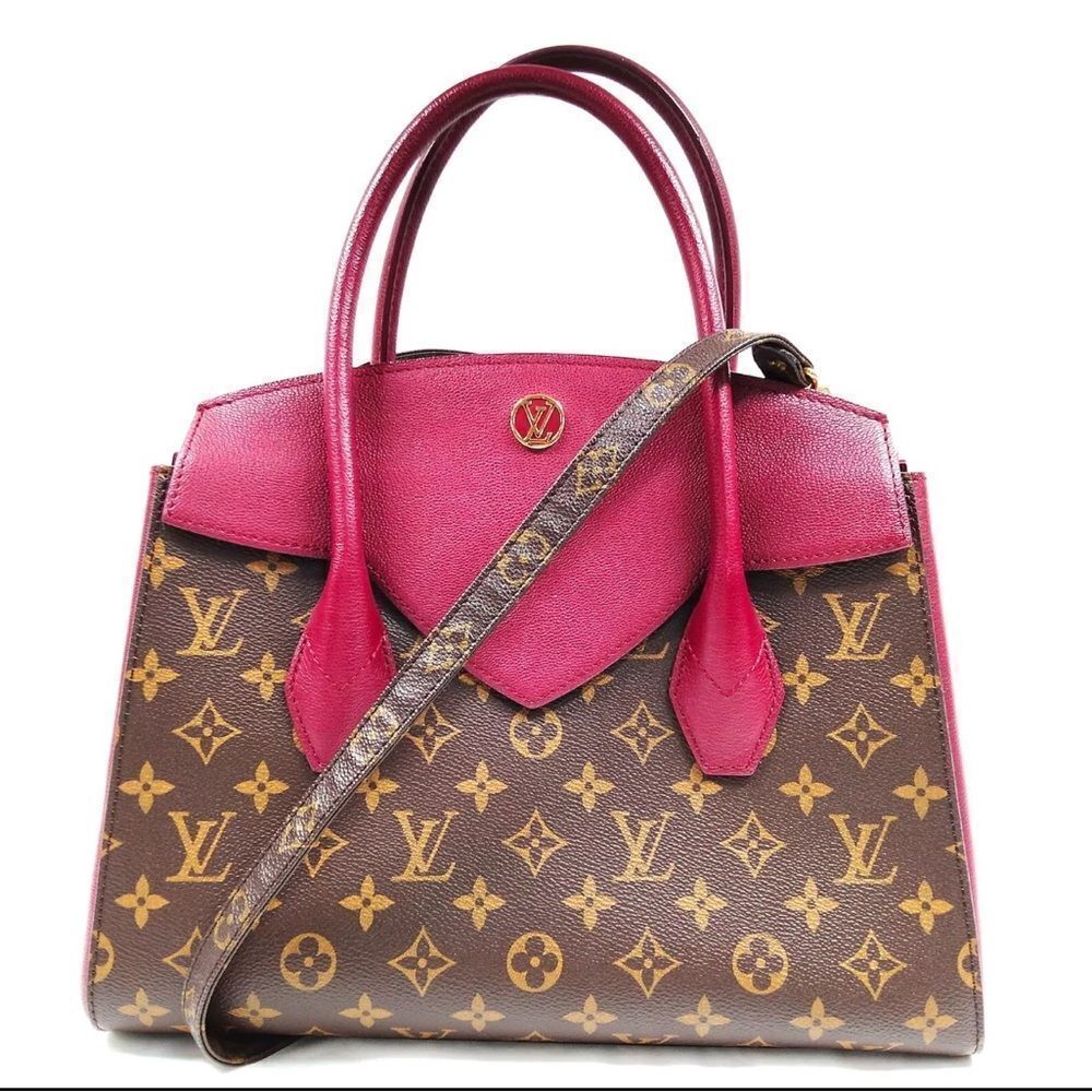 Auth Louis Vuitton Brown Maroon LV Florine Monogram 2way Satchel